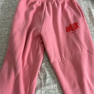 Pink white fox joggers